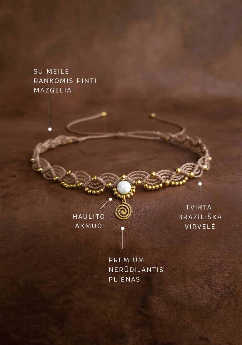 WILD – Handgemaakte bruine ketting met howlietsteen