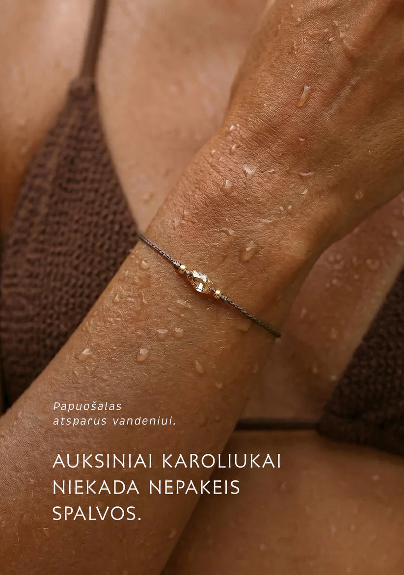 SELÉNE – Handgemaakte bruine macramé-armband met kristal
