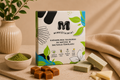 Zachte karamelsnoepjes met witte chocolade en matcha